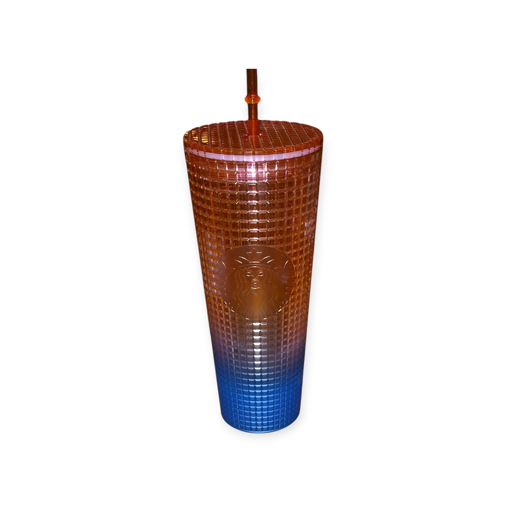 Starbucks 2022 Watermelon Pink & Purple/Blue Gradient Grid Venti Tumbler. NWT